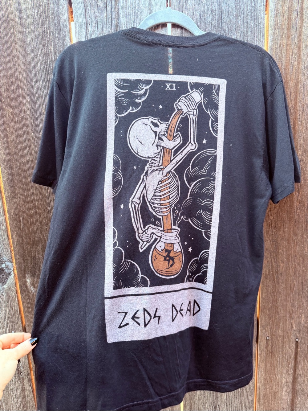 Authentic Zeds Dead Black Graphic T-Shirt Skeleton Tarot Size L EDM